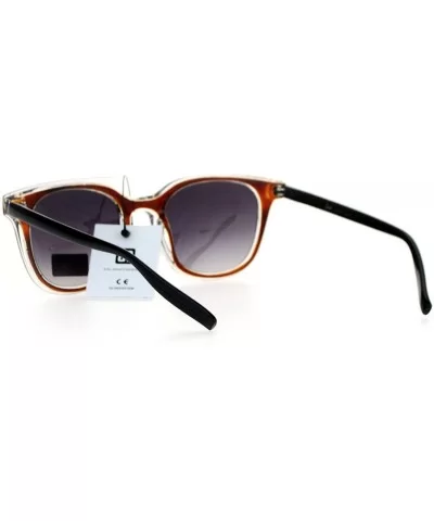 Giselle Lunettes Sunglasses Double Frame Clear Flat Top Fashion Eyewear - Brown - CO188KI7ETS $9.06 Square