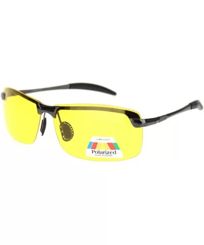 Polarized Mens Rimless Sport Metal Rim Rectangular Sunglasses - Gunmetal Yellow - CN18O9O2DIY $7.41 Sport