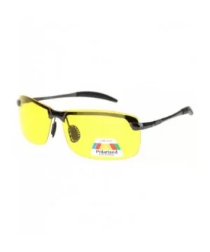 Polarized Mens Rimless Sport Metal Rim Rectangular Sunglasses - Gunmetal Yellow - CN18O9O2DIY $7.41 Sport