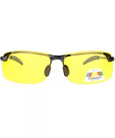 Polarized Mens Rimless Sport Metal Rim Rectangular Sunglasses - Gunmetal Yellow - CN18O9O2DIY $7.41 Sport