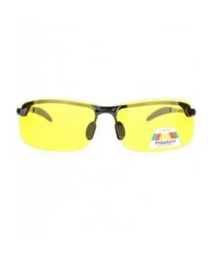 Polarized Mens Rimless Sport Metal Rim Rectangular Sunglasses - Gunmetal Yellow - CN18O9O2DIY $7.41 Sport