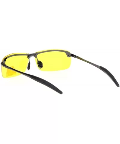 Polarized Mens Rimless Sport Metal Rim Rectangular Sunglasses - Gunmetal Yellow - CN18O9O2DIY $7.41 Sport