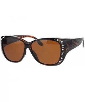 Anti Glare Polarized Oversized Rhinestone Jackie O Fashion Wear Over Fit Over Glasses Sunglasses - Tortoise - CC19920OI62 $12...