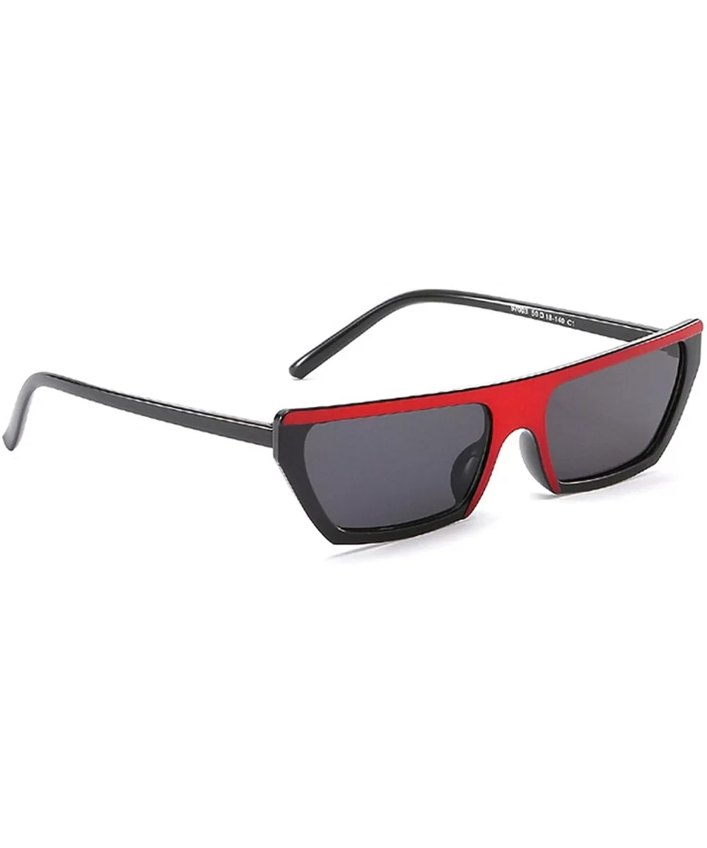 Classic style Sunglasses for women metal Resin UV400 Sunglasses - Black Red Frame Gray Lens - C918SASUQEY $10.75 Oval