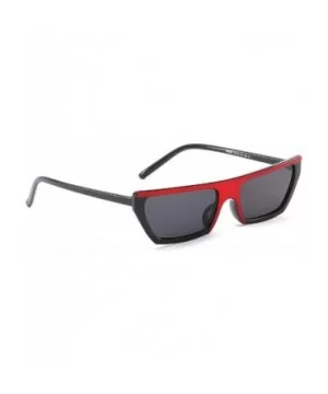 Classic style Sunglasses for women metal Resin UV400 Sunglasses - Black Red Frame Gray Lens - C918SASUQEY $10.75 Oval