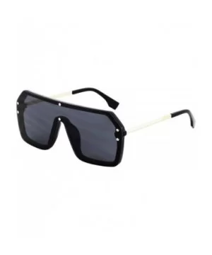 Retro Oversized Shield Sunglasses Rimless Flat Top Mirror Glasses Women Men - Silver and Black - CY18Y7UGWC8 $15.95 Shield