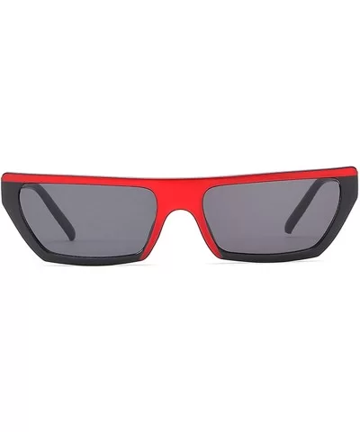 Classic style Sunglasses for women metal Resin UV400 Sunglasses - Black Red Frame Gray Lens - C918SASUQEY $10.75 Oval