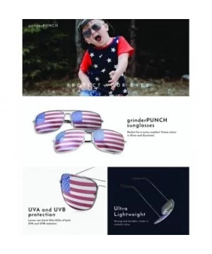 Rectangle Driving American Flag Metal Frame Sunglasses - Silver - CC18KNANTW3 $5.93 Aviator