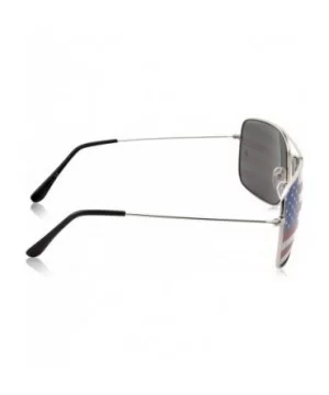 Rectangle Driving American Flag Metal Frame Sunglasses - Silver - CC18KNANTW3 $5.93 Aviator