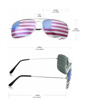 Rectangle Driving American Flag Metal Frame Sunglasses - Silver - CC18KNANTW3 $5.93 Aviator