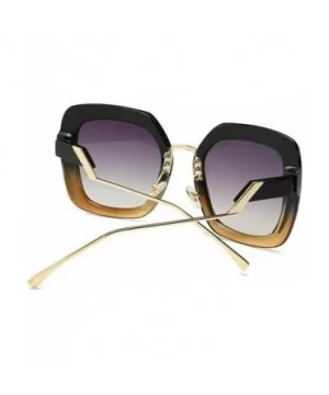 Fashion Large Frame Cat Sunglasses Lady Vintage Square Gradient Sun Glasses UV400 - Black Brown - C618RLIEHUE $7.04 Square