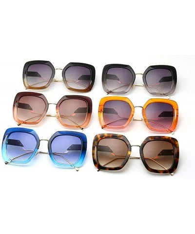 Fashion Large Frame Cat Sunglasses Lady Vintage Square Gradient Sun Glasses UV400 - Black Brown - C618RLIEHUE $7.04 Square