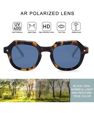 Acetate Polarized Sunglasses Square With Rivet Metal Temple Designer Eyewear For Women Men UV Protection - CD1966G08DT $29.30...