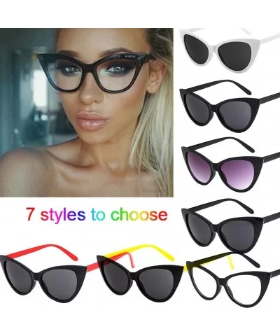 Retro Vintage Cateye Sunglasses for Women Plastic Frame Round Sunglasses Sexy Retro Sunglasses Women Sunglasses - CT190759N0W...