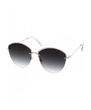 Modern Metal Nose Bridge Flat Lens Semi-Rimless Sunglasses 60mm - Silver / Smoke - CG183EXAX5N $8.46 Semi-rimless