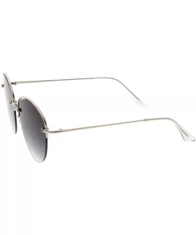 Modern Metal Nose Bridge Flat Lens Semi-Rimless Sunglasses 60mm - Silver / Smoke - CG183EXAX5N $8.46 Semi-rimless