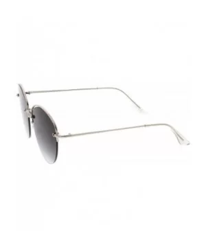 Modern Metal Nose Bridge Flat Lens Semi-Rimless Sunglasses 60mm - Silver / Smoke - CG183EXAX5N $8.46 Semi-rimless