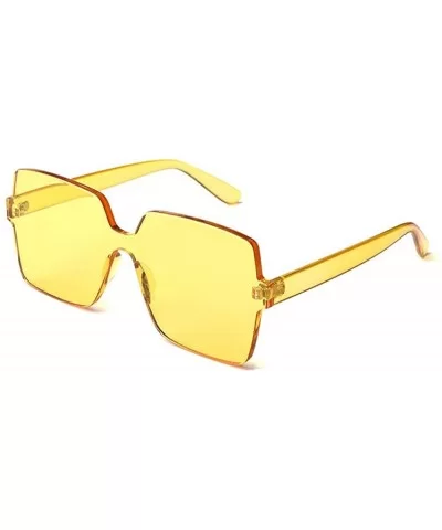 Frameless Integrated Sunglasses Ladies Square Ocean Glasses - Yellow - CT18WXSTZ44 $18.96 Square