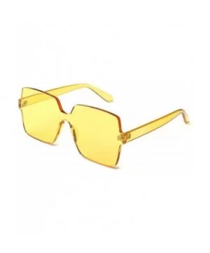 Frameless Integrated Sunglasses Ladies Square Ocean Glasses - Yellow - CT18WXSTZ44 $18.96 Square