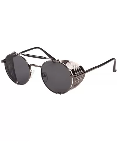 Steampunk Style Round Vintage Polarized Sunglasses Retro Eyewear UV400 Protection Matel Frame - Gun Grey - CY198DYXCCE $13.54...