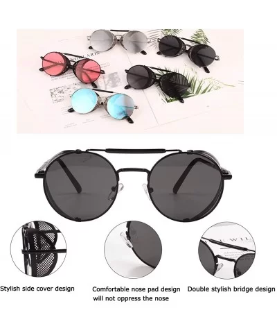 Steampunk Style Round Vintage Polarized Sunglasses Retro Eyewear UV400 Protection Matel Frame - Gun Grey - CY198DYXCCE $13.54...