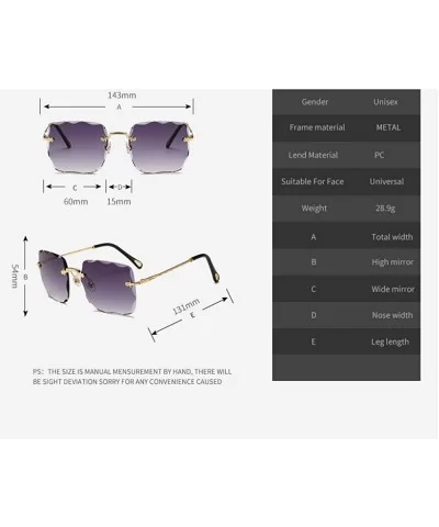 Sunglasses Mens Womens Rimless Rectangular Eyewear Retro Oversized Fashion Glasses Diamond Cut - Blue Pink - CF198Q4THY7 $5.6...