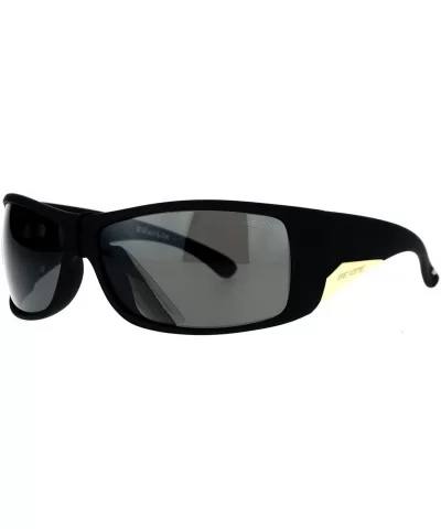 Be One Polarized Sunglasses Mens Oversized Wrap Shield Rectangular Frame - Black (Black) - CQ188UGKS8R $8.89 Shield