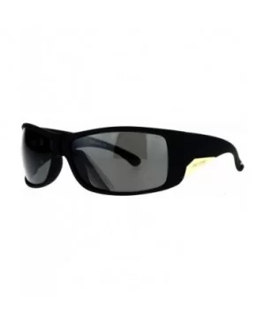 Be One Polarized Sunglasses Mens Oversized Wrap Shield Rectangular Frame - Black (Black) - CQ188UGKS8R $8.89 Shield