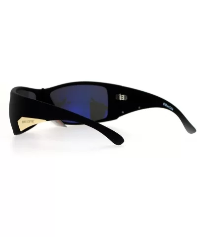 Be One Polarized Sunglasses Mens Oversized Wrap Shield Rectangular Frame - Black (Black) - CQ188UGKS8R $8.89 Shield