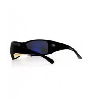 Be One Polarized Sunglasses Mens Oversized Wrap Shield Rectangular Frame - Black (Black) - CQ188UGKS8R $8.89 Shield