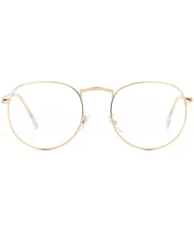 Round Clear Lens Glasses Circle Metal Frame Non-Prescription Eyeglasses for Men Women - A1 Gold - CY188RU3XDZ $5.80 Aviator