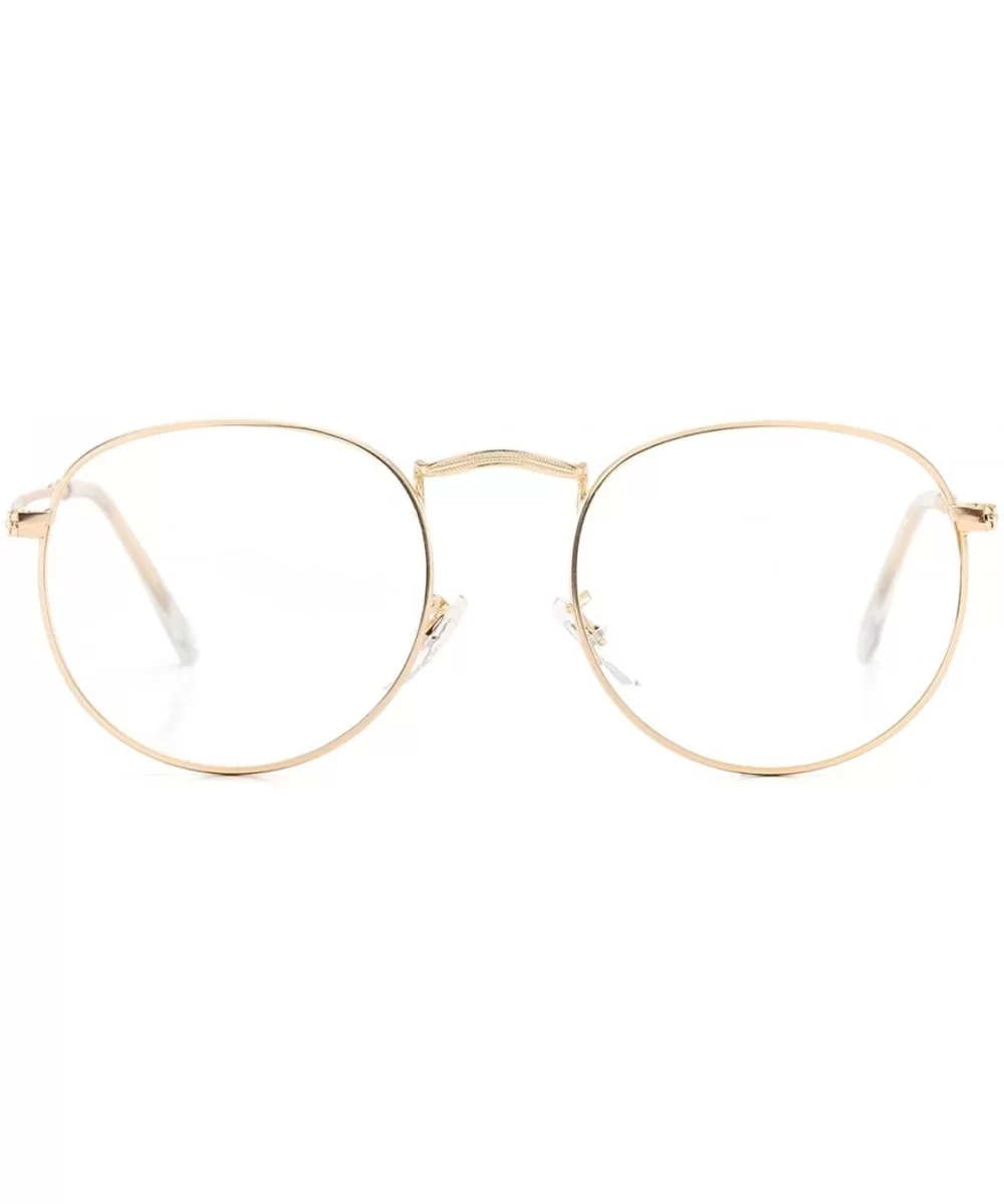 Round Clear Lens Glasses Circle Metal Frame Non-Prescription Eyeglasses for Men Women - A1 Gold - CY188RU3XDZ $5.80 Aviator