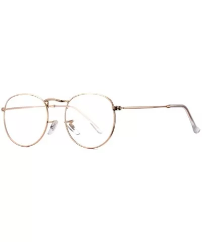 Round Clear Lens Glasses Circle Metal Frame Non-Prescription Eyeglasses for Men Women - A1 Gold - CY188RU3XDZ $5.80 Aviator