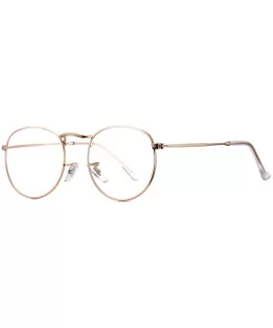 Round Clear Lens Glasses Circle Metal Frame Non-Prescription Eyeglasses for Men Women - A1 Gold - CY188RU3XDZ $5.80 Aviator