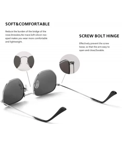 Hipster Hexagonal Polarized Sunglasses Men Women Geometric Square Small Vintage Metal Frame Retro Shade Glasses - CY18M2H8Q2O...