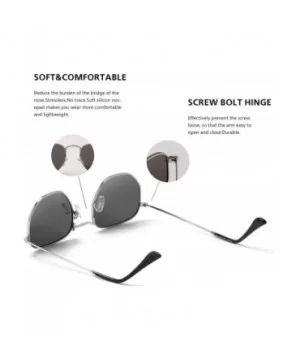 Hipster Hexagonal Polarized Sunglasses Men Women Geometric Square Small Vintage Metal Frame Retro Shade Glasses - CY18M2H8Q2O...