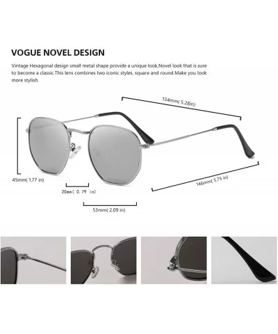 Hipster Hexagonal Polarized Sunglasses Men Women Geometric Square Small Vintage Metal Frame Retro Shade Glasses - CY18M2H8Q2O...