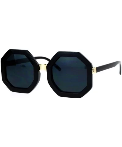 Octagon Shape Sunglasses Womens Unique Oversized Fashion Shades - Black (Black) - CH1877E85Z3 $5.96 Oversized