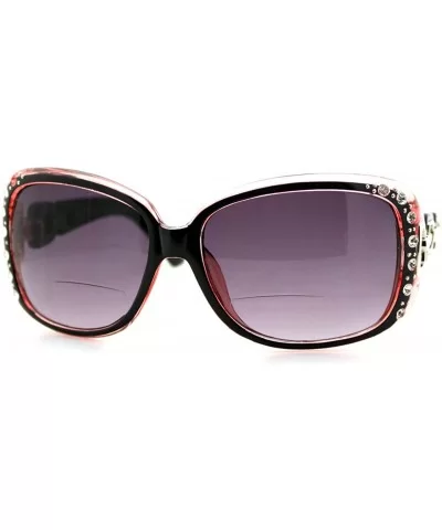 Womens Bifocal Lens Sunglasses Oversized Square Rhinestone Frame - Pink - C3126BK9P3H $6.80 Oversized