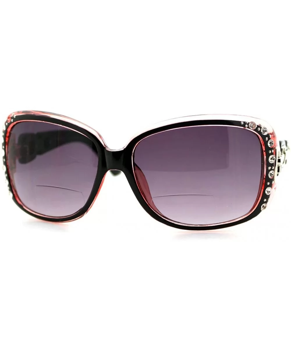 Womens Bifocal Lens Sunglasses Oversized Square Rhinestone Frame - Pink - C3126BK9P3H $6.80 Oversized