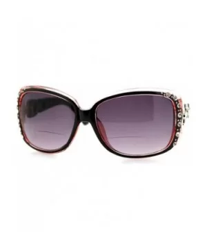 Womens Bifocal Lens Sunglasses Oversized Square Rhinestone Frame - Pink - C3126BK9P3H $6.80 Oversized