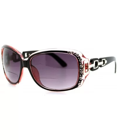 Womens Bifocal Lens Sunglasses Oversized Square Rhinestone Frame - Pink - C3126BK9P3H $6.80 Oversized