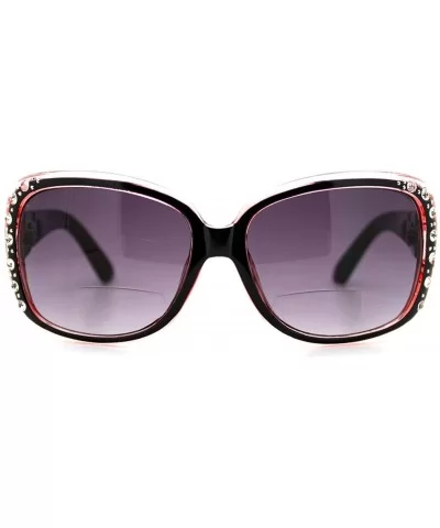 Womens Bifocal Lens Sunglasses Oversized Square Rhinestone Frame - Pink - C3126BK9P3H $6.80 Oversized