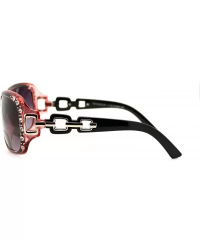 Womens Bifocal Lens Sunglasses Oversized Square Rhinestone Frame - Pink - C3126BK9P3H $6.80 Oversized