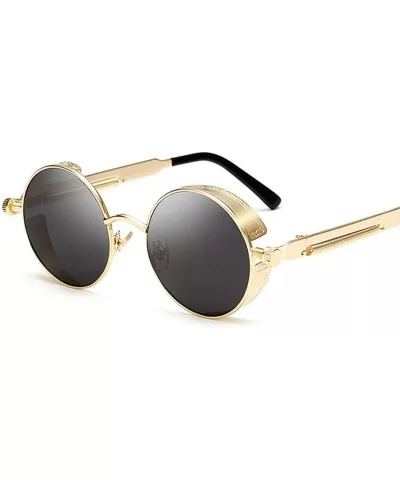 Metal Steampunk Sunglasses Men Women Fashion Round Glasses Design Vintage UV400 Eyewear Shades - 5 - CG197A2NLQK $33.00 Round