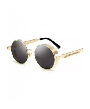 Metal Steampunk Sunglasses Men Women Fashion Round Glasses Design Vintage UV400 Eyewear Shades - 5 - CG197A2NLQK $33.00 Round