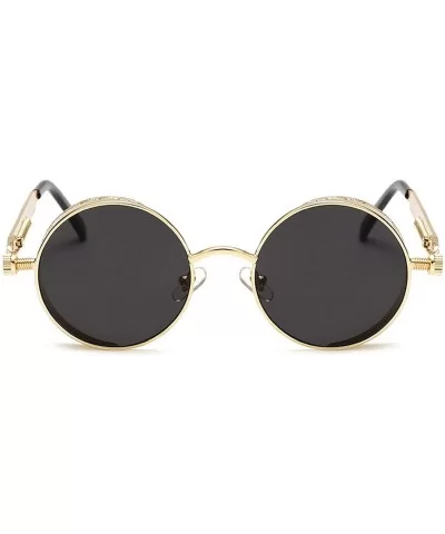 Metal Steampunk Sunglasses Men Women Fashion Round Glasses Design Vintage UV400 Eyewear Shades - 5 - CG197A2NLQK $33.00 Round