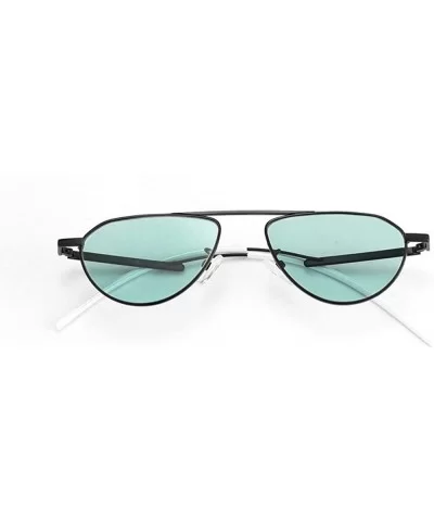 Fashion Small Oval Sunglasses Women's Metal Frame Concave Shape Brand Designer Party Sunglasses - Green - CC192O5S6YM $8.59 Oval