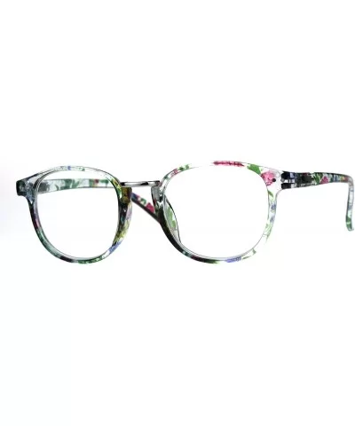 Womens Flower Pattern Thin Plastic Horn Rim Reading Glasses - Green Pink - CL180YYX6O3 $6.88 Oval