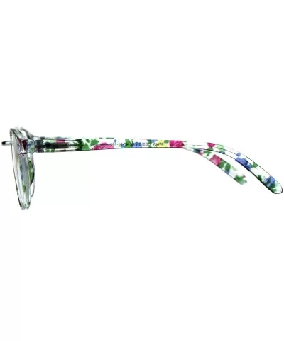 Womens Flower Pattern Thin Plastic Horn Rim Reading Glasses - Green Pink - CL180YYX6O3 $6.88 Oval